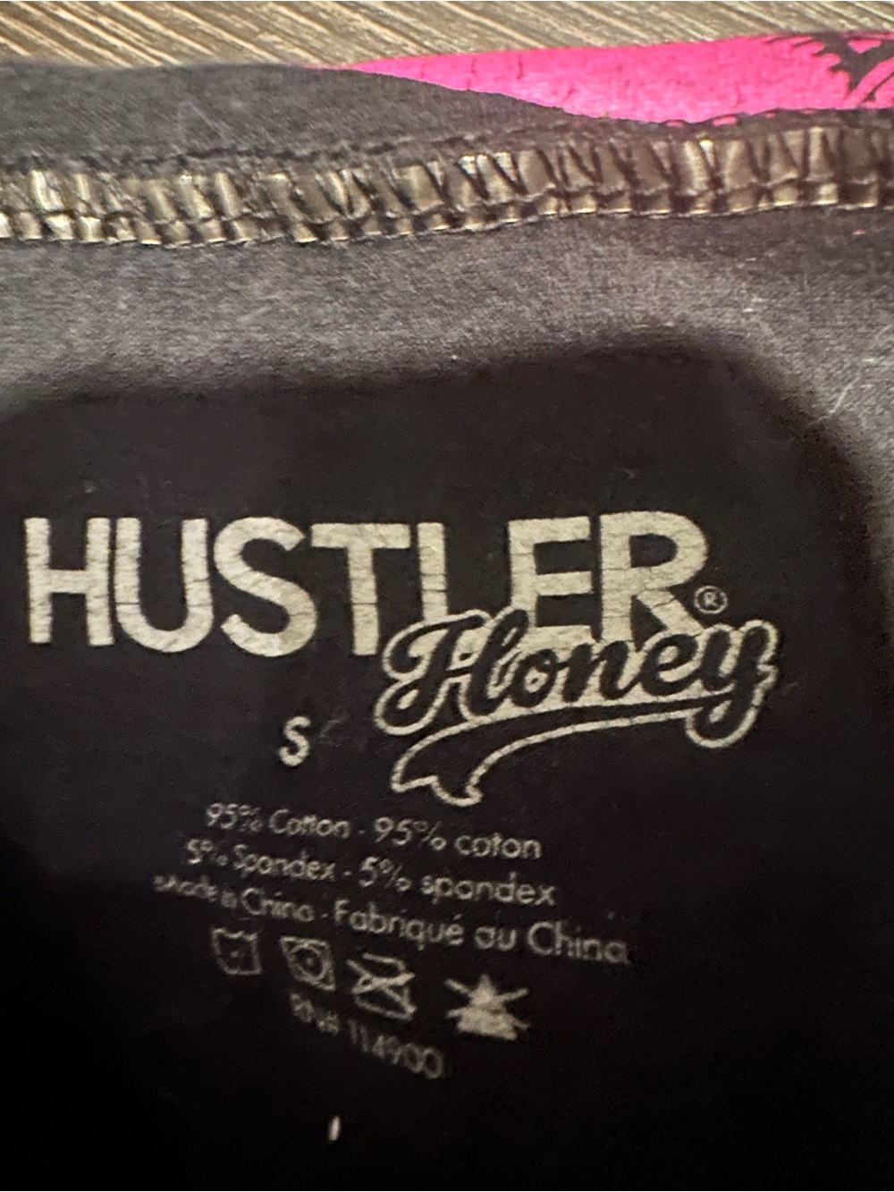 Hustler Hollywood Black Shorts with Pink and White Graphic Waistband - Picture 3 of 3